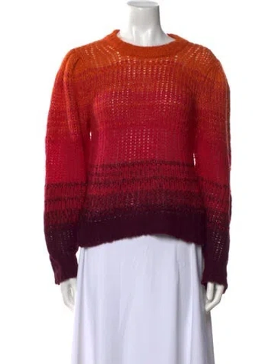 Pre-owned Ulla Johnson Baby Alpaca Striped Sweater In Orange