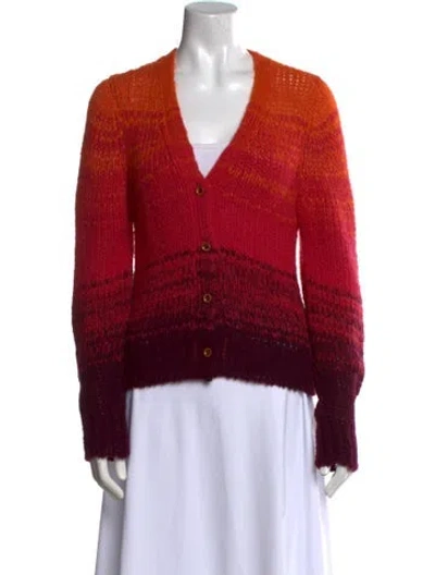 Pre-owned Ulla Johnson Baby Alpaca Striped Sweater In Red