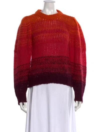 Pre-owned Ulla Johnson Baby Alpaca Striped Sweater In Red