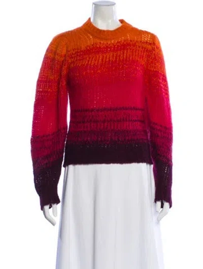 Pre-owned Ulla Johnson Baby Alpaca Striped Sweater In Red