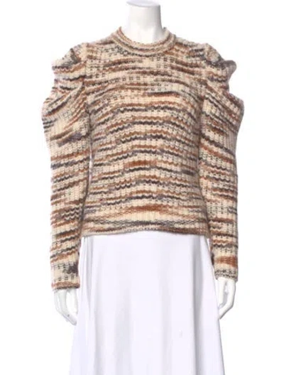 Pre-owned Ulla Johnson Baby Alpaca Striped Sweater In White