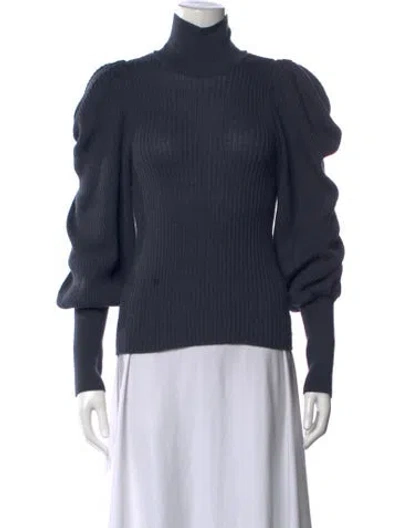 Pre-owned Ulla Johnson Baby Alpaca Turtleneck Sweater In Blue