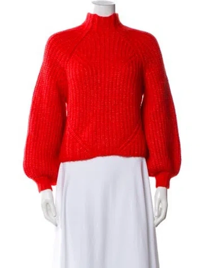 Pre-owned Ulla Johnson Baby Alpaca Turtleneck Sweater In Orange