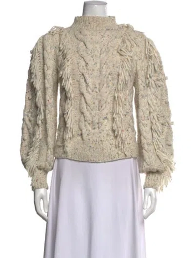 Pre-owned Ulla Johnson Baby Alpaca Tweed Pattern Sweater In Neutrals