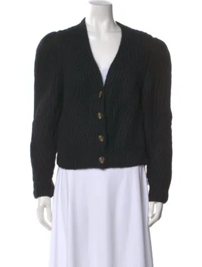 Pre-owned Ulla Johnson Baby Alpaca V-neck Sweater In Black