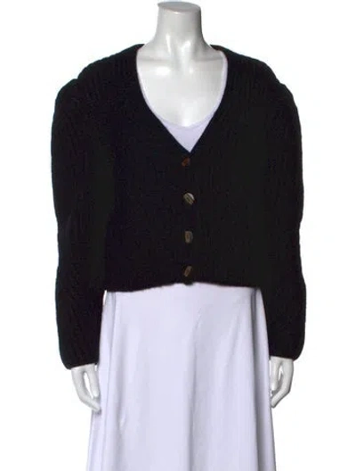 Pre-owned Ulla Johnson Baby Alpaca V-neck Sweater In Black