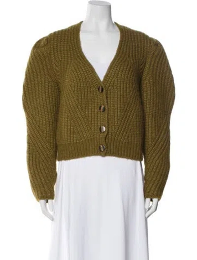 Pre-owned Ulla Johnson Baby Alpaca V-neck Sweater In Green