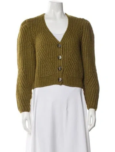 Pre-owned Ulla Johnson Baby Alpaca V-neck Sweater In Green