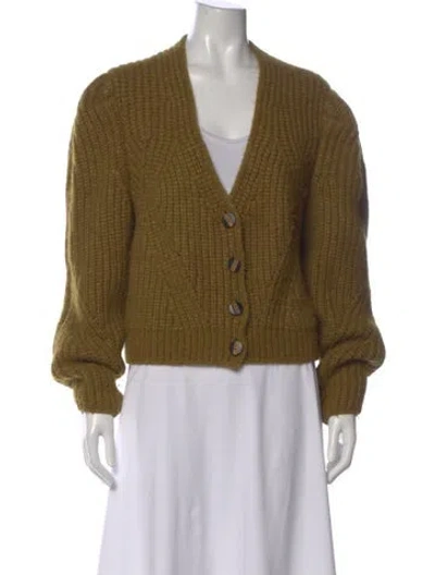 Pre-owned Ulla Johnson Baby Alpaca V-neck Sweater In Green