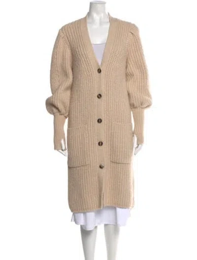 Pre-owned Ulla Johnson Baby Alpaca V-neck Sweater In Neutral