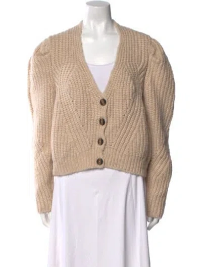 Pre-owned Ulla Johnson Baby Alpaca V-neck Sweater In Neutral