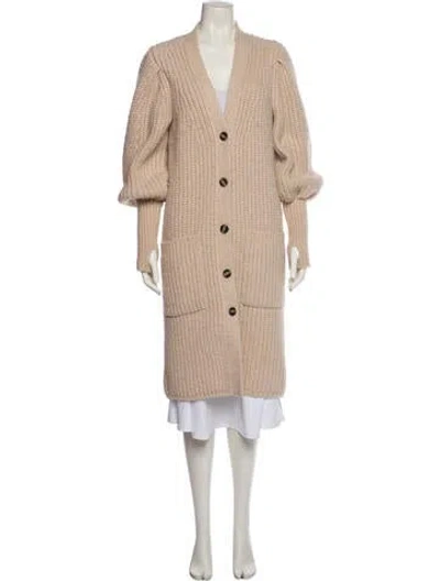 Pre-owned Ulla Johnson Baby Alpaca V-neck Sweater In Neutral