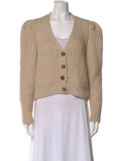 Pre-owned Ulla Johnson Baby Alpaca V-neck Sweater In Neutral