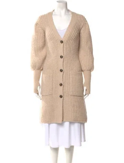 Pre-owned Ulla Johnson Baby Alpaca V-neck Sweater In Neutral