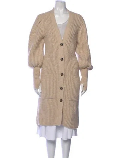 Pre-owned Ulla Johnson Baby Alpaca V-neck Sweater In Neutral