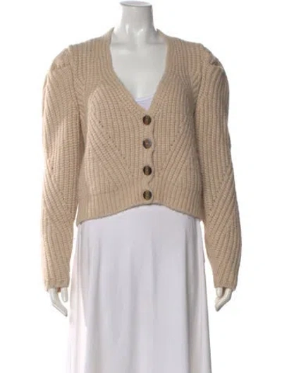 Pre-owned Ulla Johnson Baby Alpaca V-neck Sweater In Neutral
