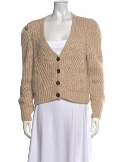 Pre-owned Ulla Johnson Baby Alpaca V-neck Sweater In Neutral