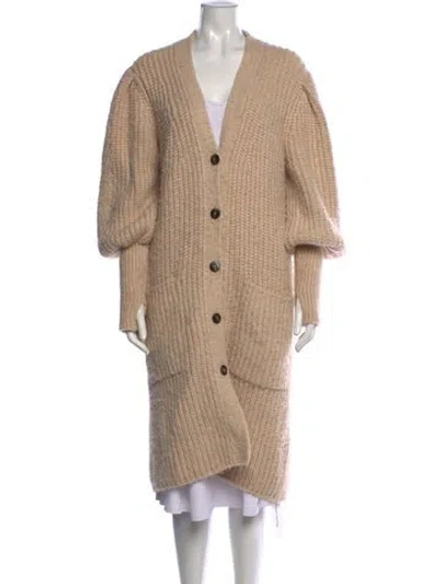Pre-owned Ulla Johnson Baby Alpaca V-neck Sweater In Neutrals