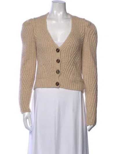 Pre-owned Ulla Johnson Baby Alpaca V-neck Sweater In Neutrals