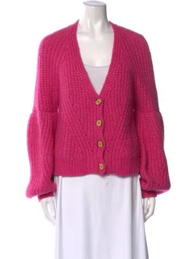Pre-owned Ulla Johnson Baby Alpaca V-neck Sweater In Pink