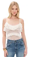 Ulla Johnson Bania Ruffle Trim Crochet Bodysuit In White