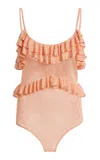 Ulla Johnson Bania Ruffled Bodysuit In Pink