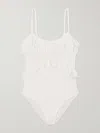 Ulla Johnson Bania Ruffle Trim Crochet Bodysuit In White