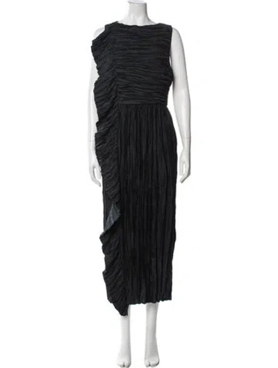 Pre-owned Ulla Johnson Bateau Neckline Long Dress In Black