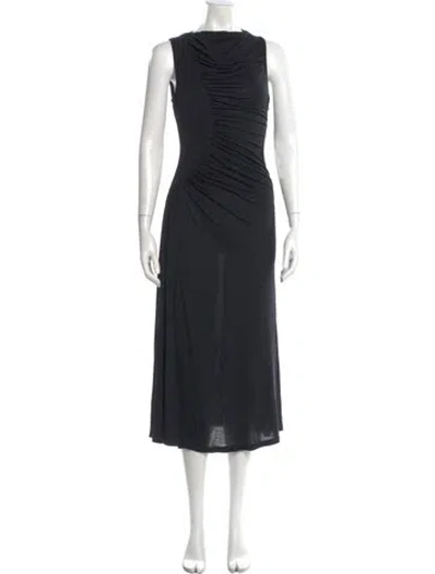 Pre-owned Ulla Johnson Bateau Neckline Long Dress In Black