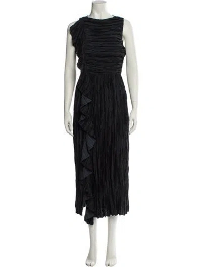 Pre-owned Ulla Johnson Bateau Neckline Long Dress In Black