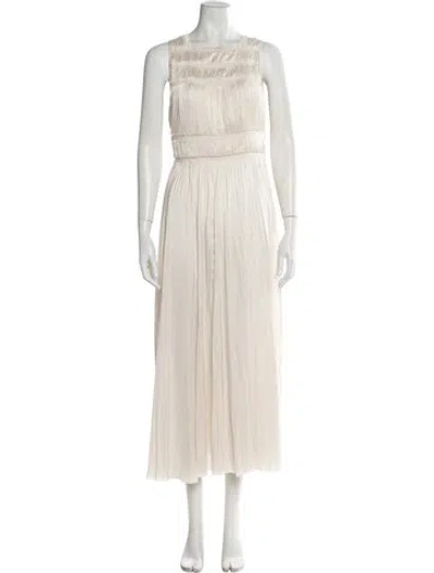 Pre-owned Ulla Johnson Bateau Neckline Long Dress In Neutral