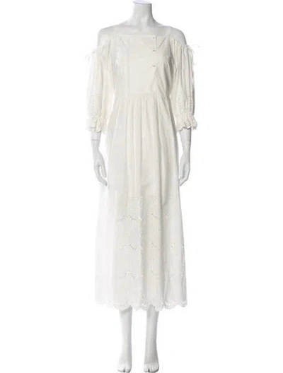 Pre-owned Ulla Johnson Bateau Neckline Long Dress In White