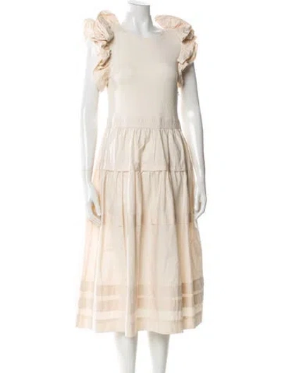 Pre-owned Ulla Johnson Bateau Neckline Midi Length Dress In Neutral