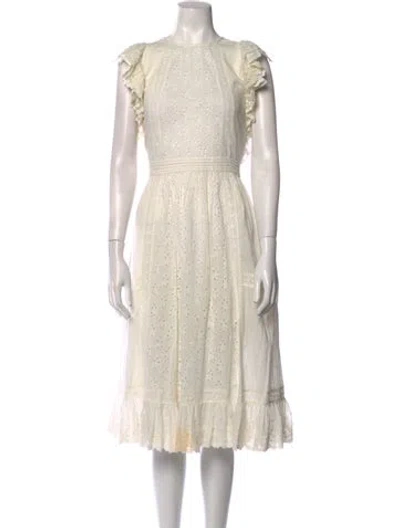 Pre-owned Ulla Johnson Bateau Neckline Midi Length Dress In White