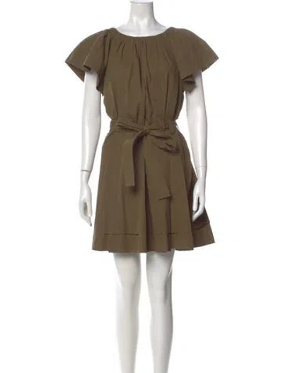 Pre-owned Ulla Johnson Bateau Neckline Mini Dress In Green