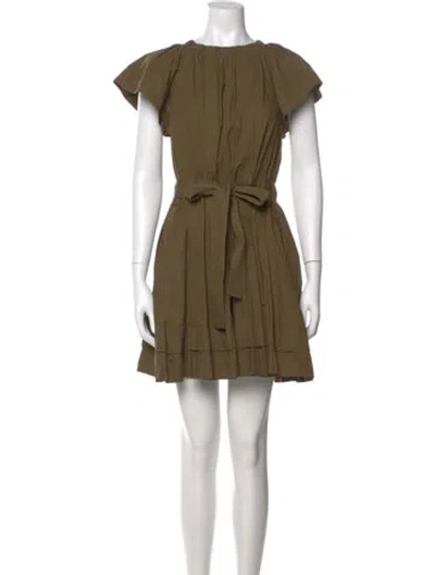 Pre-owned Ulla Johnson Bateau Neckline Mini Dress In Green
