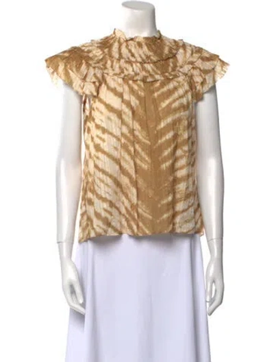 Pre-owned Ulla Johnson Bateau Neckline Short Sleeve Blouse In Yellow