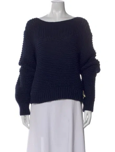 Pre-owned Ulla Johnson Bateau Neckline Sweater In Blue