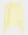 Ulla Johnson Bea Beaded Silk Blouse In Citron