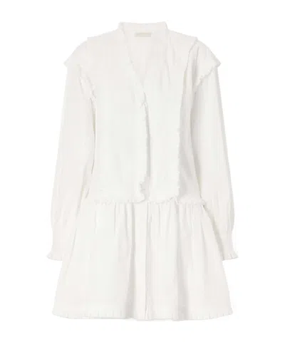 Ulla Johnson Beatrix Ruffled Cotton Mini Dress In White