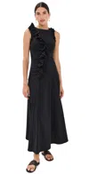 Ulla Johnson Bendetta Ruffled Cotton Sleeveless Maxi Dress In Noir