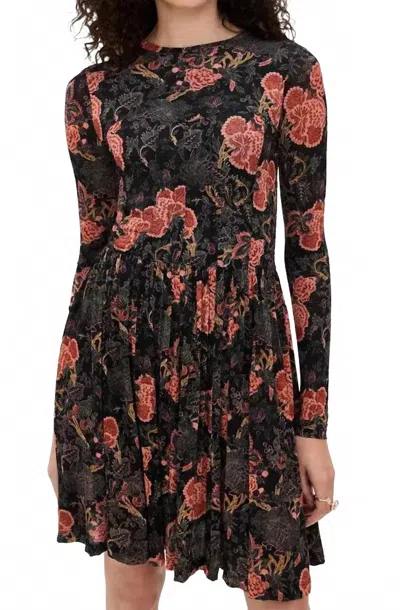 Ulla Johnson Bendetta Jersey Long Sleeve Mini Dress In Night Lily In Black