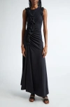 Ulla Johnson Bendetta Ruffled Cotton Sleeveless Maxi Dress In Noir