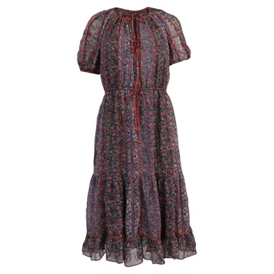 Ulla Johnson Berenice Printed Midi Dress In Multicolor Silk
