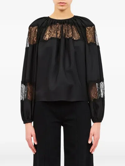 Ulla Johnson Bess Lace-trimmed Silk Blouse In Black