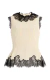 Ulla Johnson Bette Cape Sleeve Silk Top In Black,white