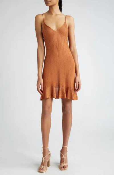 Ulla Johnson Bianca Metallic Semisheer Minidress In Bronze