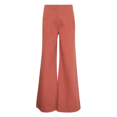 Ulla Johnson Bianca Wide Leg Seamed Jeans In Red
