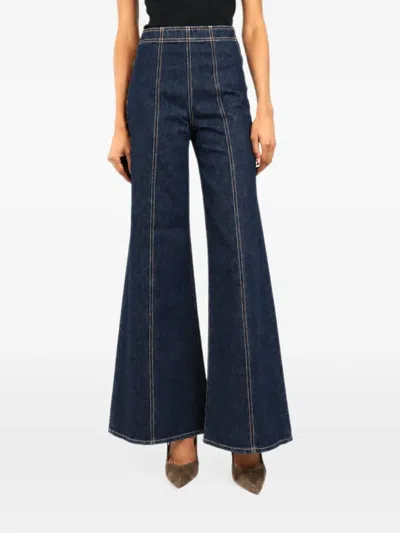 Pre-owned Ulla Johnson Bianca Wide-leg Jeans In Blue