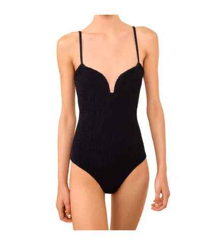 Ulla Johnson Biarritz Smocked Swimsuit In Black